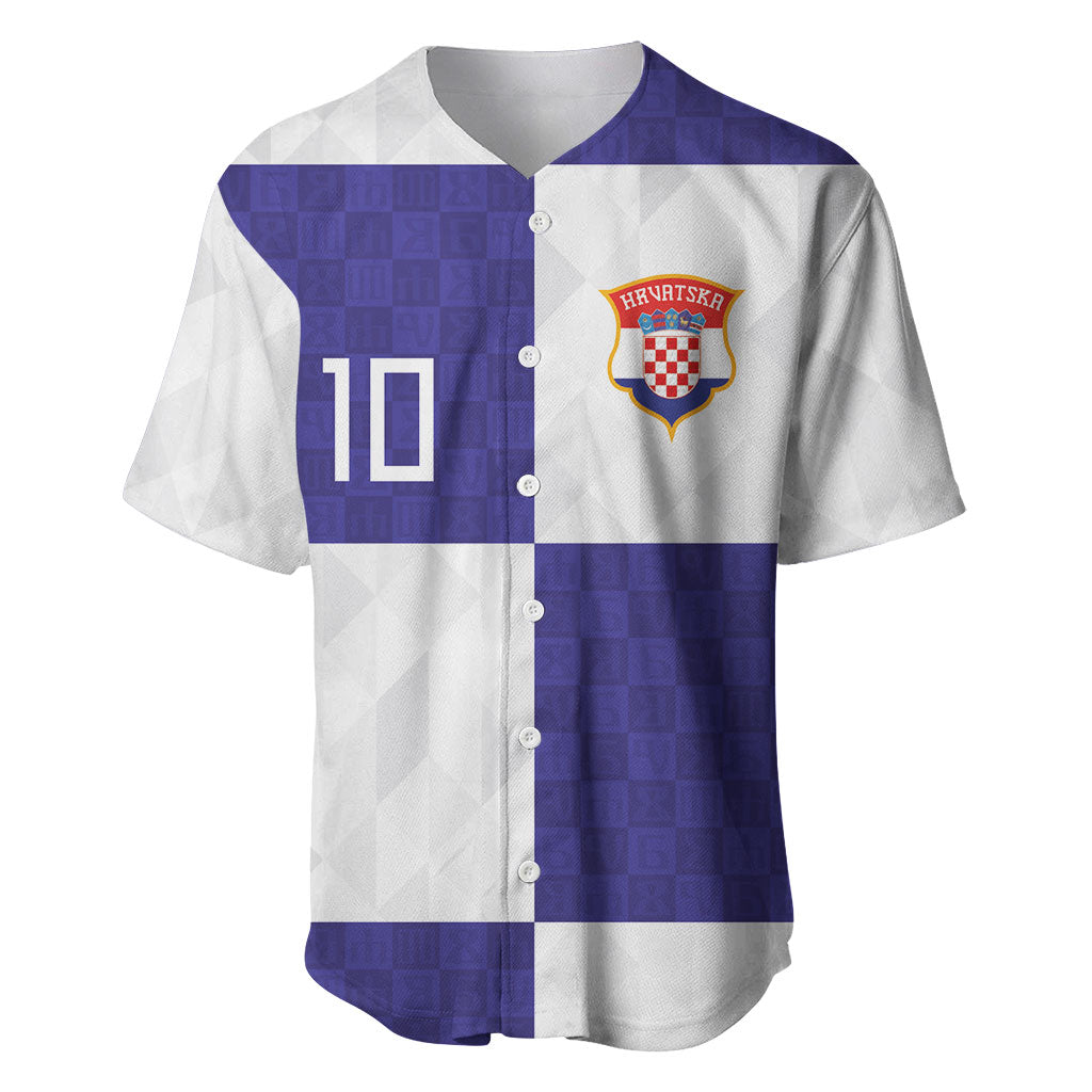 Croatia Football Custom Baseball Jersey Checkerboard Pattern with Glagolitic Script Away Color