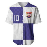 Croatia Football Custom Baseball Jersey Checkerboard Pattern with Glagolitic Script Away Color