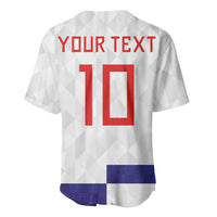 Croatia Football Custom Baseball Jersey Checkerboard Pattern with Glagolitic Script Away Color