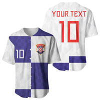 Croatia Football Custom Baseball Jersey Checkerboard Pattern with Glagolitic Script Away Color