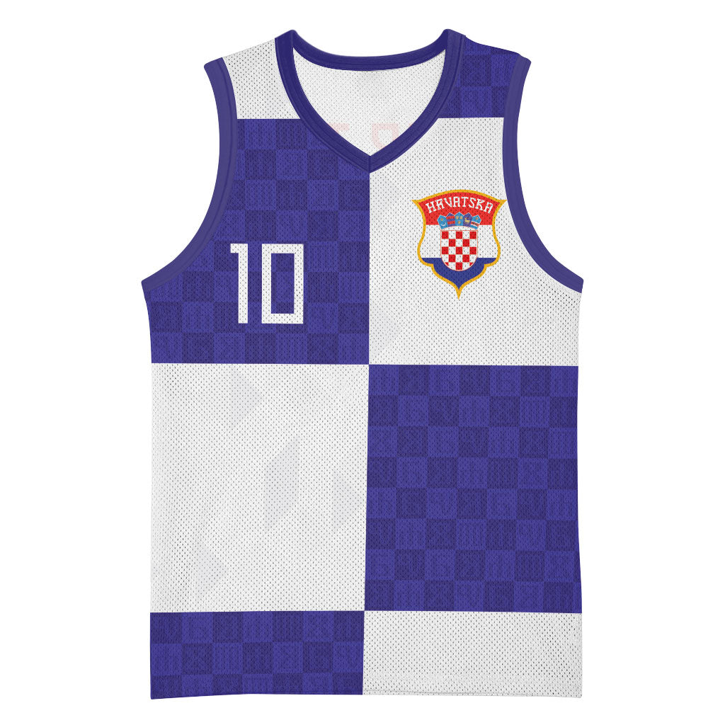Croatia Football Custom Basketball Jersey Checkerboard Pattern with Glagolitic Script Away Color