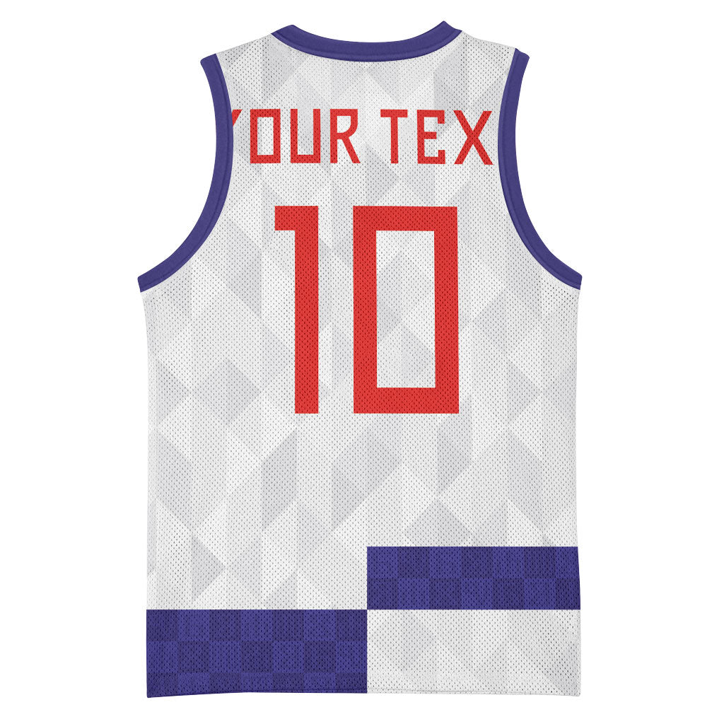 Croatia Football Custom Basketball Jersey Checkerboard Pattern with Glagolitic Script Away Color