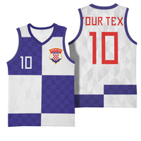 Croatia Football Custom Basketball Jersey Checkerboard Pattern with Glagolitic Script Away Color