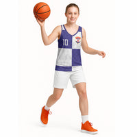 Croatia Football Custom Basketball Jersey Checkerboard Pattern with Glagolitic Script Away Color