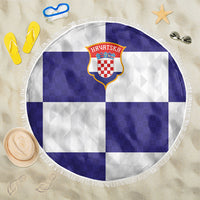 Croatia Football Beach Blanket Checkerboard Pattern with Glagolitic Script Away Color