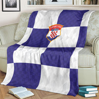 Croatia Football Blanket Checkerboard Pattern with Glagolitic Script Away Color