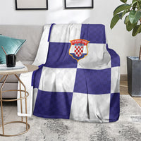 Croatia Football Blanket Checkerboard Pattern with Glagolitic Script Away Color