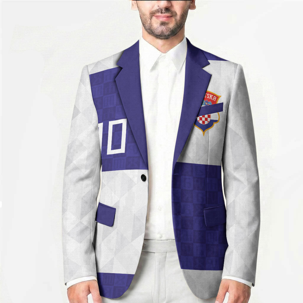 Croatia Football Custom Blazer Checkerboard Pattern with Glagolitic Script Away Color