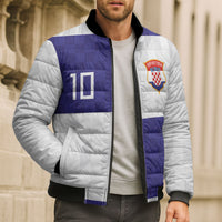 Croatia Football Custom Bomber Puffer Jacket Checkerboard Pattern with Glagolitic Script Away Color