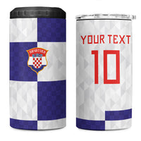 Croatia Football Custom 4 in 1 Can Cooler Tumbler Checkerboard Pattern with Glagolitic Script Away Color