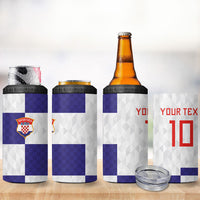 Croatia Football Custom 4 in 1 Can Cooler Tumbler Checkerboard Pattern with Glagolitic Script Away Color