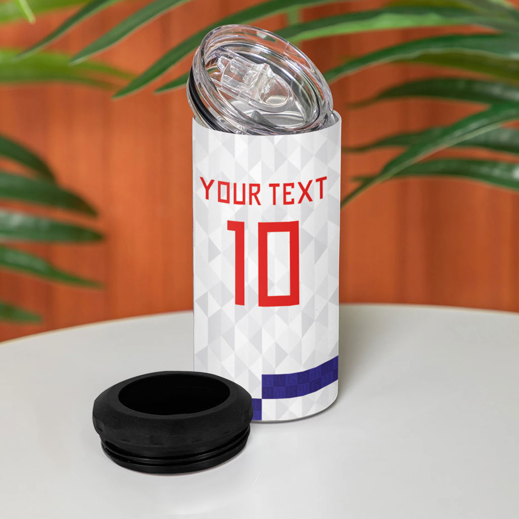 Croatia Football Custom 4 in 1 Can Cooler Tumbler Checkerboard Pattern with Glagolitic Script Away Color