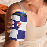 Croatia Football Custom 4 in 1 Can Cooler Tumbler Checkerboard Pattern with Glagolitic Script Away Color