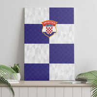 Croatia Football Canvas Wall Art Checkerboard Pattern with Glagolitic Script Away Color