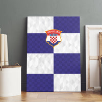 Croatia Football Canvas Wall Art Checkerboard Pattern with Glagolitic Script Away Color
