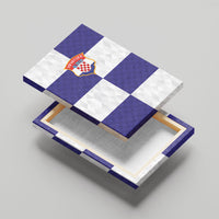 Croatia Football Canvas Wall Art Checkerboard Pattern with Glagolitic Script Away Color