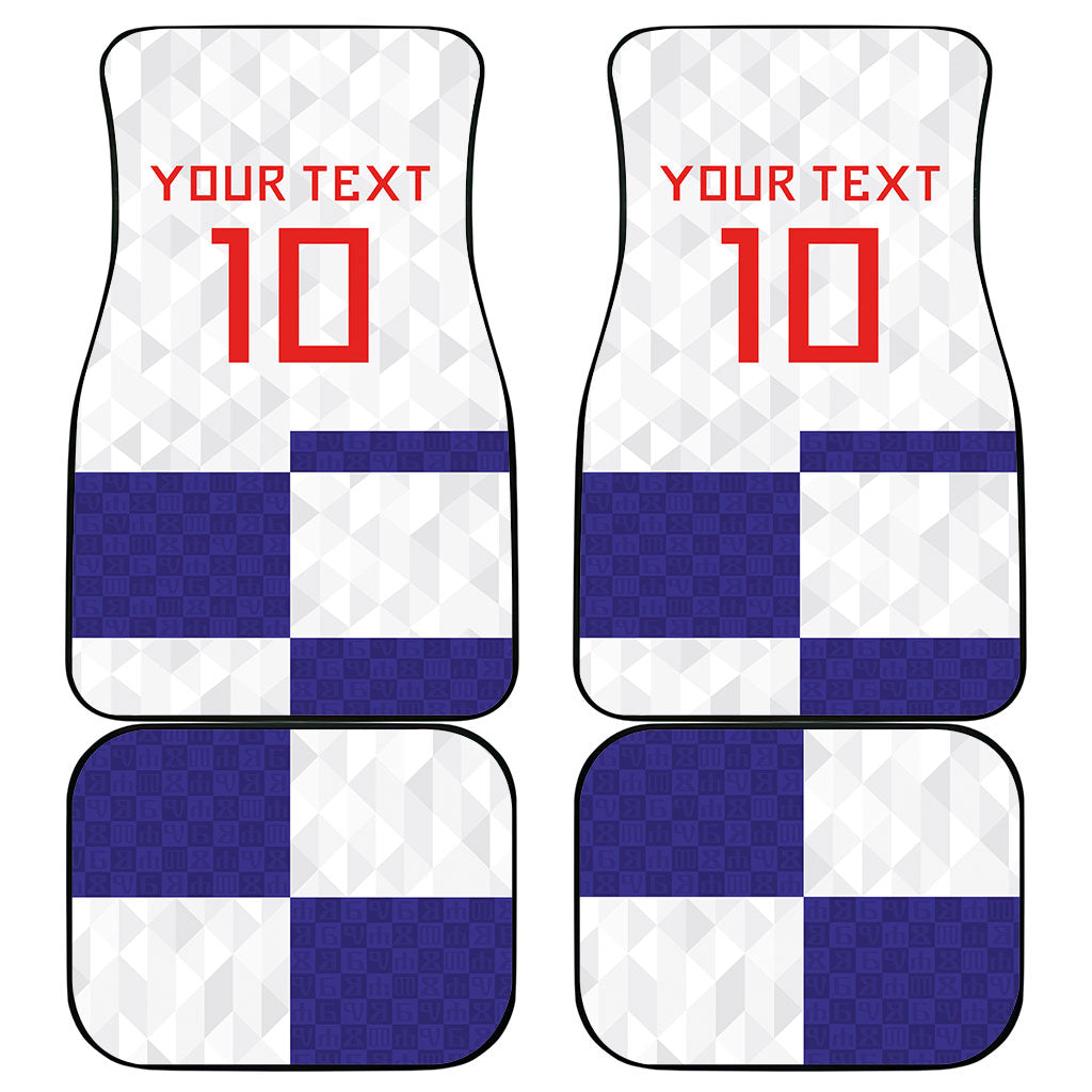Croatia Football Custom Car Mats Checkerboard Pattern with Glagolitic Script Away Color