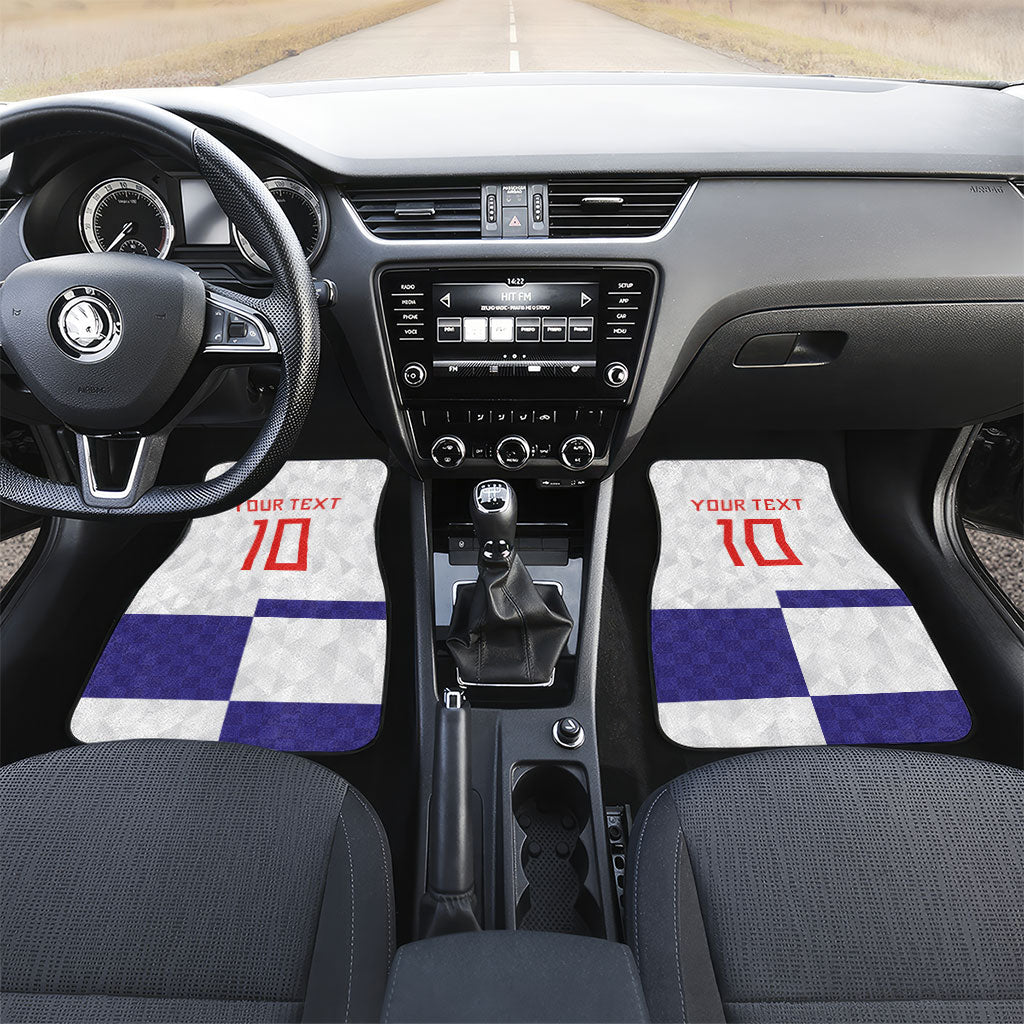 Croatia Football Custom Car Mats Checkerboard Pattern with Glagolitic Script Away Color