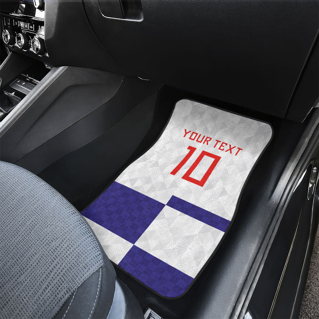 Croatia Football Custom Car Mats Checkerboard Pattern with Glagolitic Script Away Color