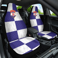 Croatia Football Car Seat Cover Checkerboard Pattern with Glagolitic Script Away Color