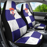 Croatia Football Car Seat Cover Checkerboard Pattern with Glagolitic Script Away Color