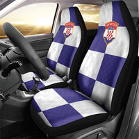 Croatia Football Car Seat Cover Checkerboard Pattern with Glagolitic Script Away Color