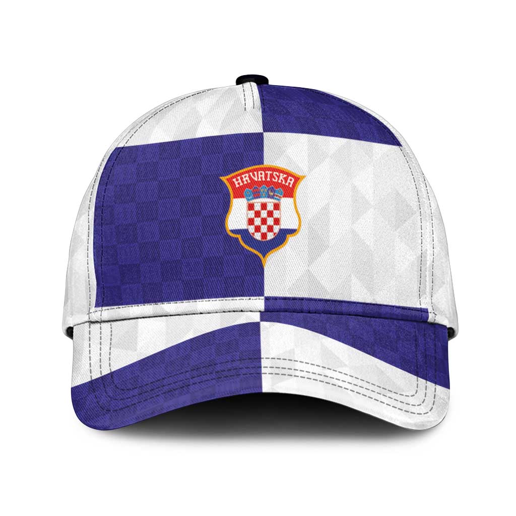 Croatia Football Classic Cap Checkerboard Pattern with Glagolitic Script Away Color