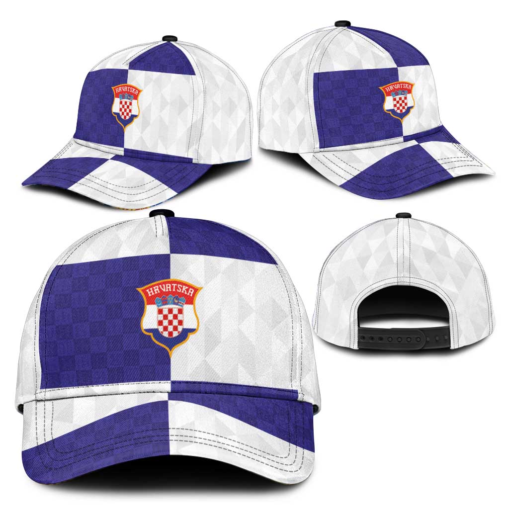 Croatia Football Classic Cap Checkerboard Pattern with Glagolitic Script Away Color