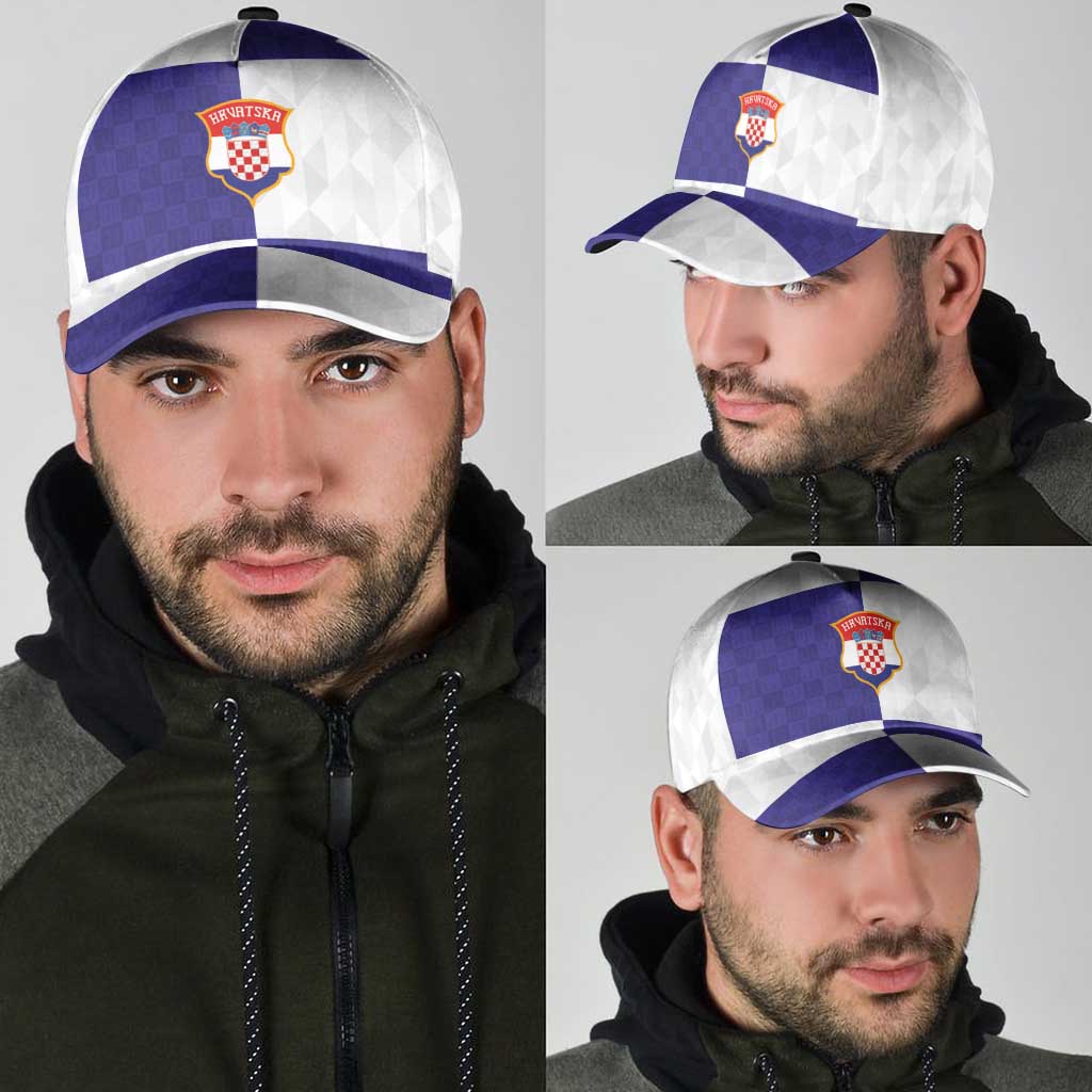Croatia Football Classic Cap Checkerboard Pattern with Glagolitic Script Away Color