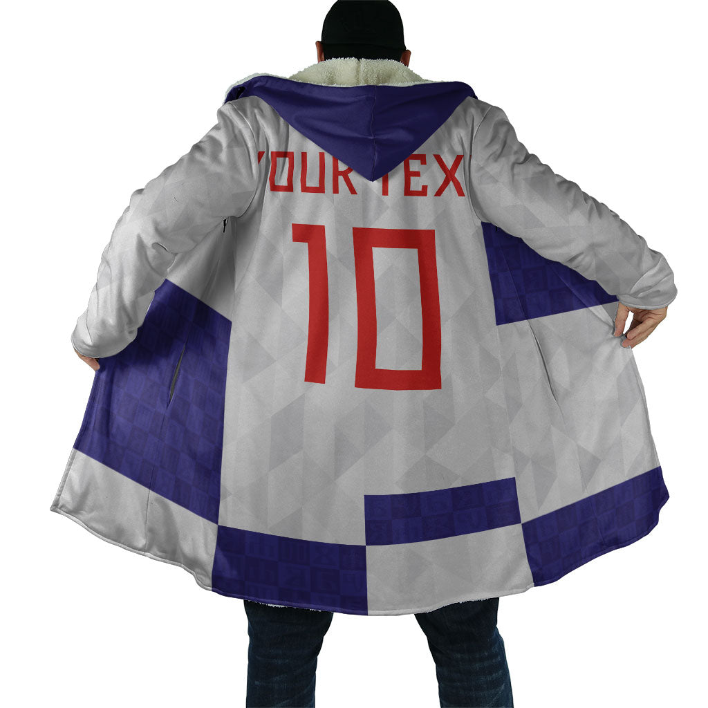 Croatia Football Custom Cloak Checkerboard Pattern with Glagolitic Script Away Color