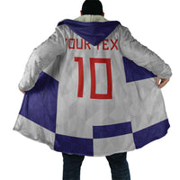 Croatia Football Custom Cloak Checkerboard Pattern with Glagolitic Script Away Color