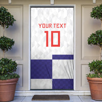 Croatia Football Custom Door Cover Checkerboard Pattern with Glagolitic Script Away Color