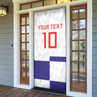 Croatia Football Custom Door Cover Checkerboard Pattern with Glagolitic Script Away Color