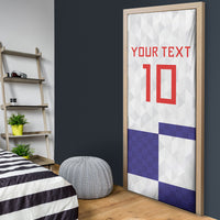 Croatia Football Custom Door Cover Checkerboard Pattern with Glagolitic Script Away Color