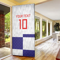 Croatia Football Custom Door Cover Checkerboard Pattern with Glagolitic Script Away Color