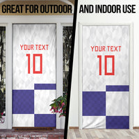 Croatia Football Custom Door Cover Checkerboard Pattern with Glagolitic Script Away Color