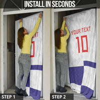 Croatia Football Custom Door Cover Checkerboard Pattern with Glagolitic Script Away Color