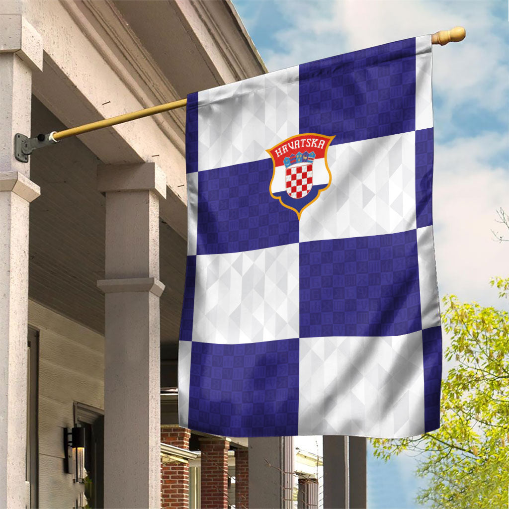 Croatia Football Garden Flag Checkerboard Pattern with Glagolitic Script Away Color