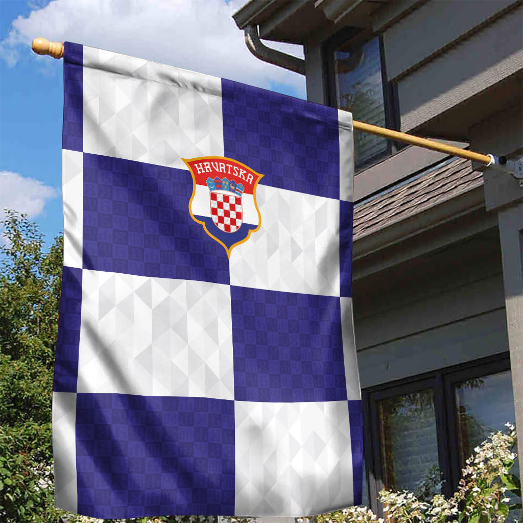Croatia Football Garden Flag Checkerboard Pattern with Glagolitic Script Away Color