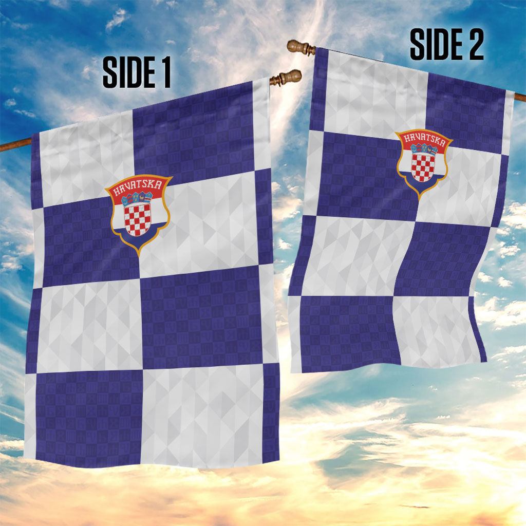 Croatia Football Garden Flag Checkerboard Pattern with Glagolitic Script Away Color
