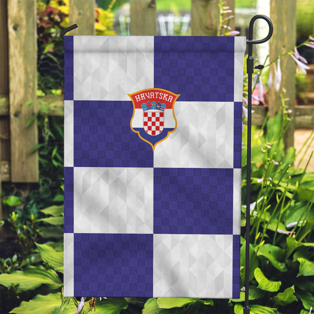 Croatia Football Garden Flag Checkerboard Pattern with Glagolitic Script Away Color