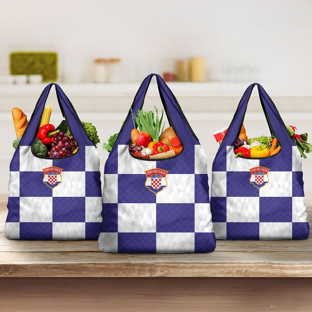 Croatia Football Grocery Bag Checkerboard Pattern with Glagolitic Script Away Color