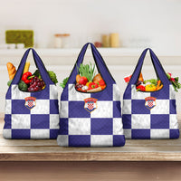 Croatia Football Grocery Bag Checkerboard Pattern with Glagolitic Script Away Color