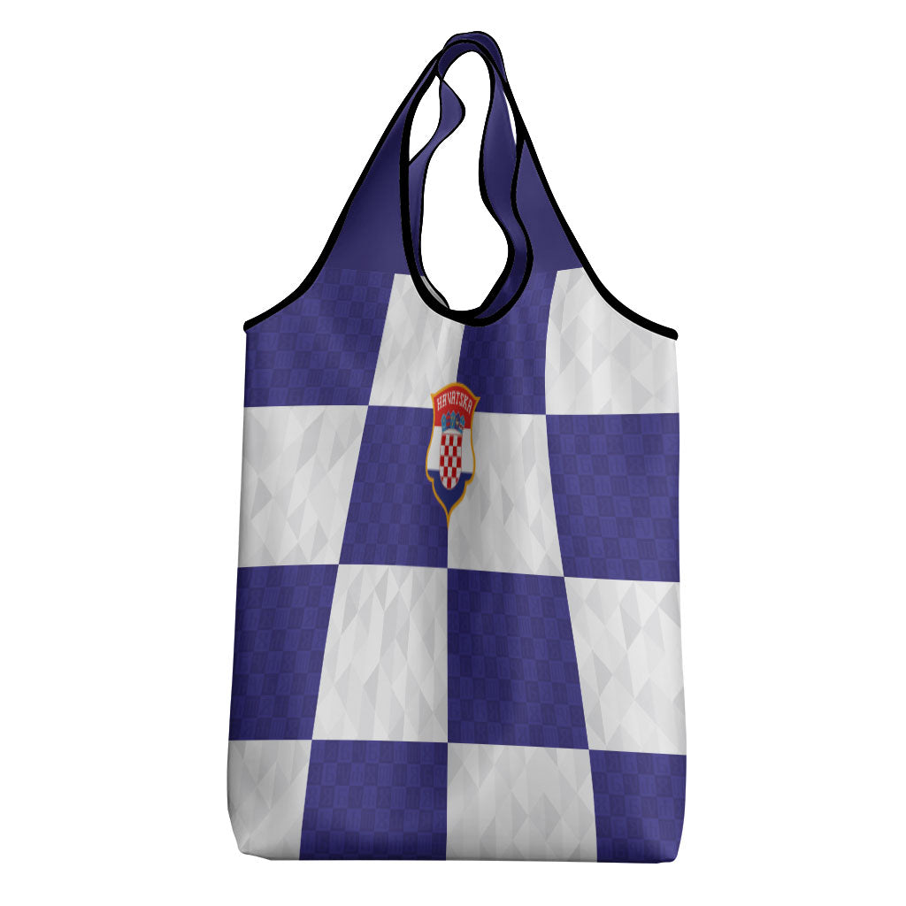 Croatia Football Grocery Bag Checkerboard Pattern with Glagolitic Script Away Color