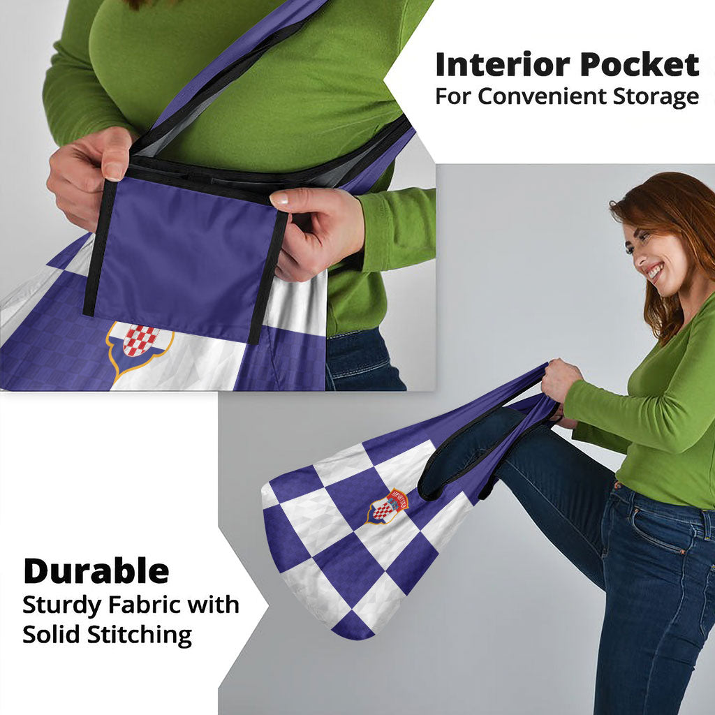 Croatia Football Grocery Bag Checkerboard Pattern with Glagolitic Script Away Color