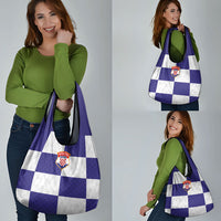 Croatia Football Grocery Bag Checkerboard Pattern with Glagolitic Script Away Color