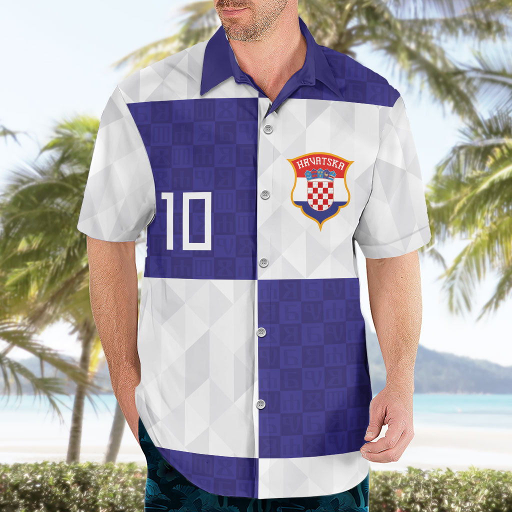 Croatia Football Custom Hawaiian Shirt Checkerboard Pattern with Glagolitic Script Away Color