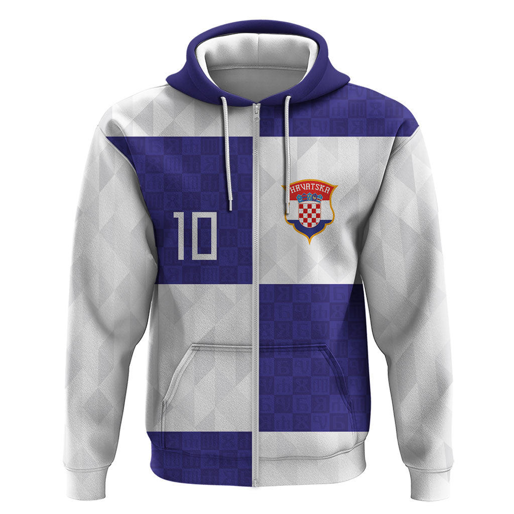 Croatia Football Custom Hoodie Checkerboard Pattern with Glagolitic Script Away Color