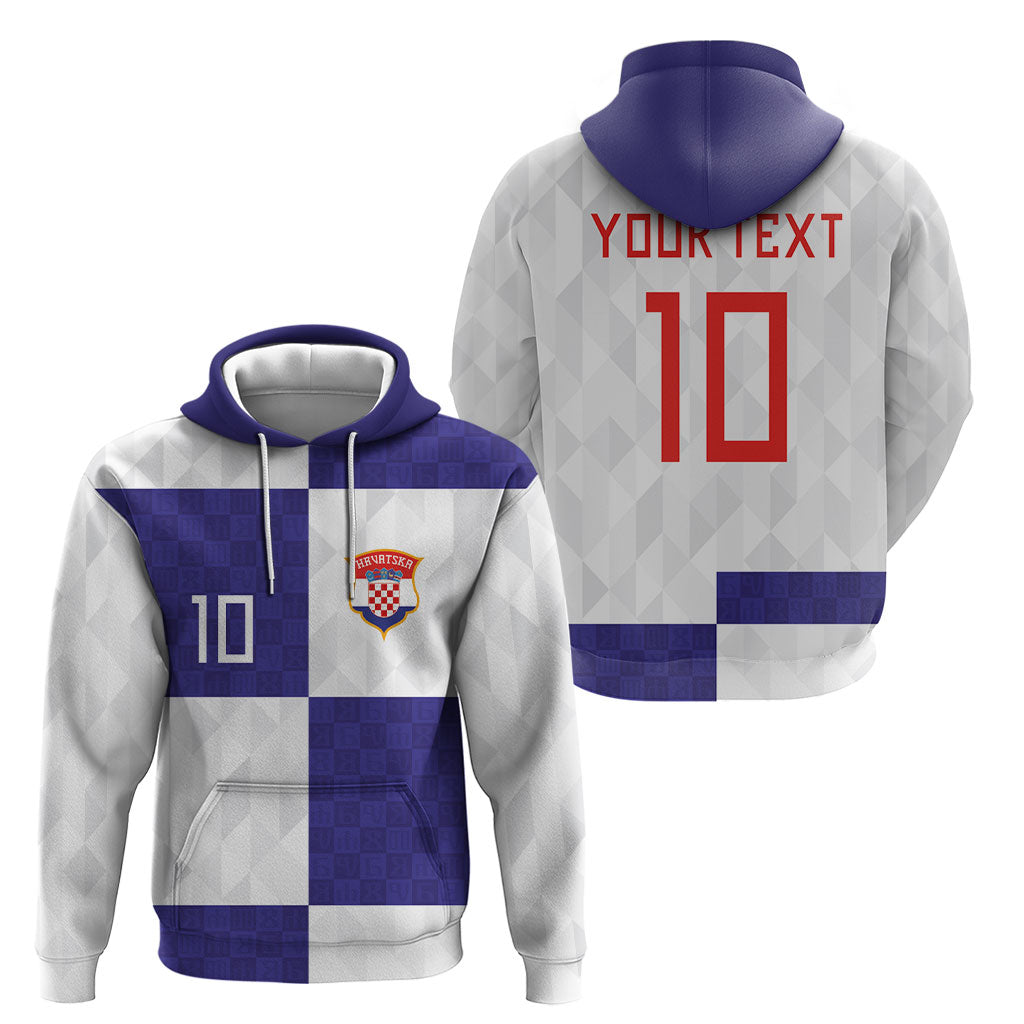 Croatia Football Custom Hoodie Checkerboard Pattern with Glagolitic Script Away Color