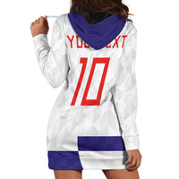 Croatia Football Custom Hoodie Dress Checkerboard Pattern with Glagolitic Script Away Color